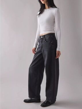 BDG Logan Buckle Baggy Barrel Black Jeans Size 28W